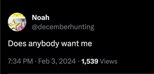 a screenshot of a tweet by noah @decemberhunting