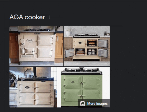 a collage of images of aga cookers with a more images button at the bottom