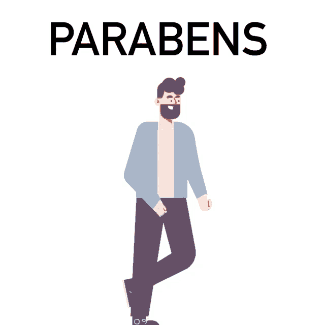 a man in a blue jacket stands in front of a sign that says parabens