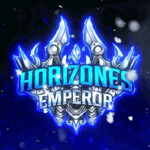 a logo for horizons emperor shows a sword and shield
