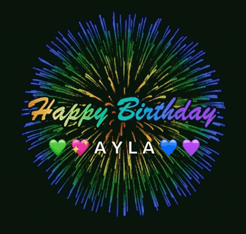 a colorful fireworks display with the name ayla on it