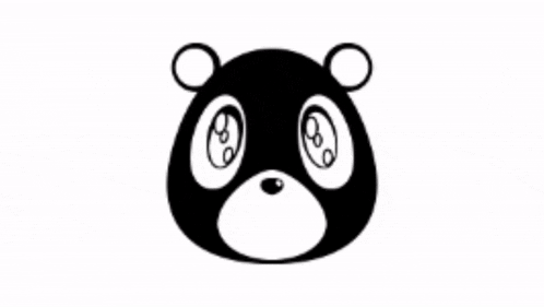 a black and white drawing of a teddy bear 's head with big eyes .
