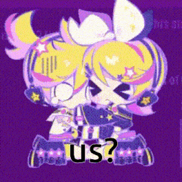 a purple background with a cartoon character and the words " us " on it