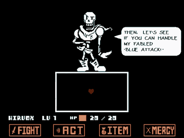 papyrus is a skeleton in a video game with a speech bubble .