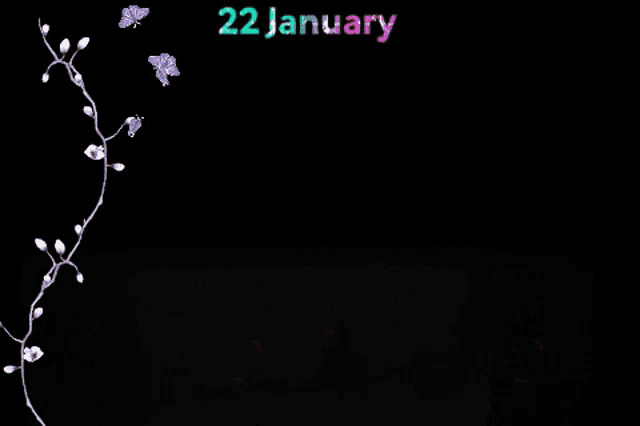 the date of january 22 is displayed on a black background