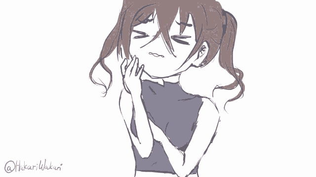 a drawing of a girl with a ponytail and the name hikarii on the bottom right