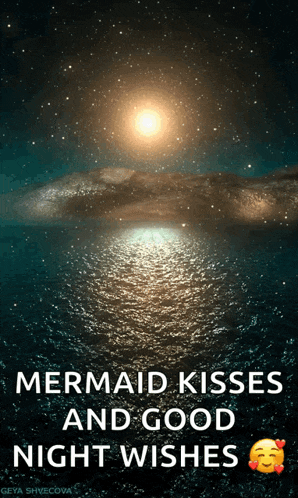 a mermaid kisses and good night wishes greeting card