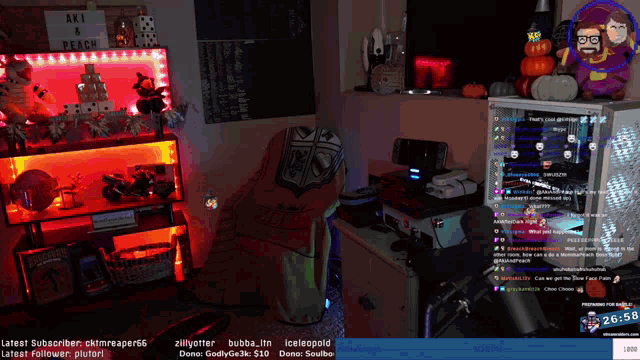 a room with a sign that says ak1 & peach on it