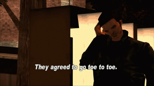 Gtagif Gta One Liners GIF - Gtagif Gta One Liners They Agreed To Go Toe To Toe GIFs
