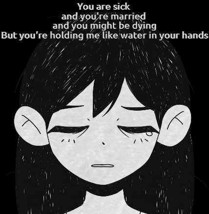 a black and white drawing of a girl with the words " you are sick and you 're married "