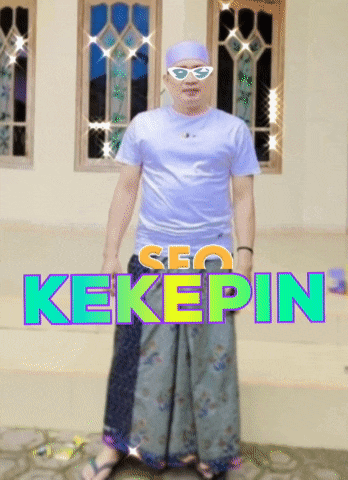 a man wearing sunglasses and a white shirt is standing in front of a sign that says kekepin