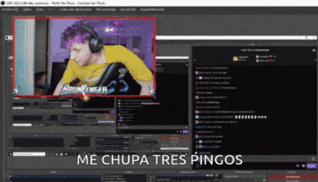 a computer screen with the words me chupa tres pingos on the bottom