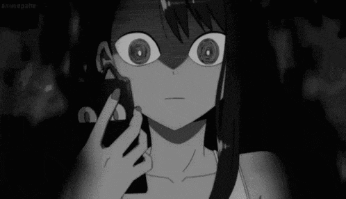 a black and white drawing of a girl holding a cell phone in her hand .