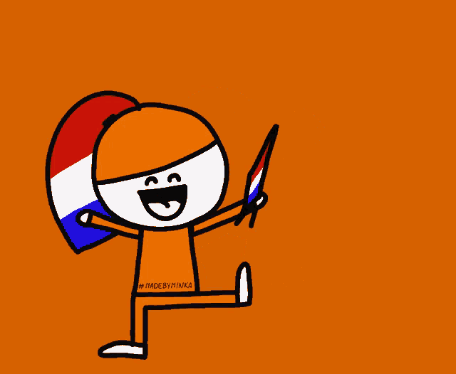 a cartoon of a person holding a flag with the hashtag made byminka