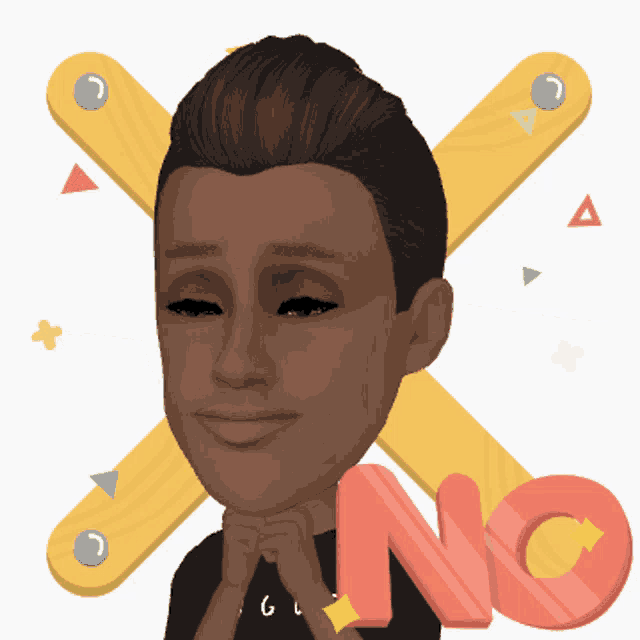 a cartoon of a man with the word no in front of his face