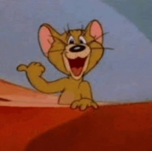 jerry the cat from tom and jerry is smiling and waving .