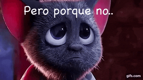 a cartoon cat with a sad look on its face and the words `` pero porque no '' .