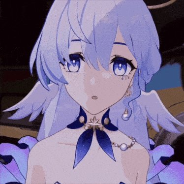 a close up of a girl 's face with a star on her neck