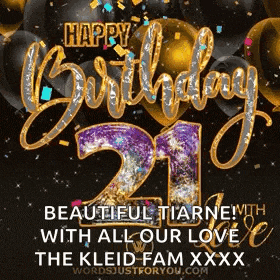 a happy birthday greeting card with balloons and confetti .
