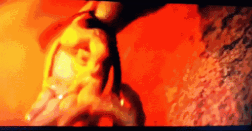 a close up of a person 's hand holding a snake with a red background