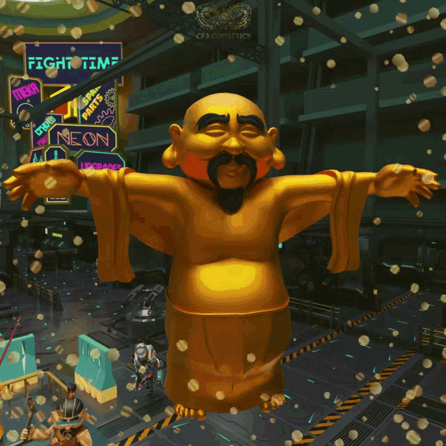 a poster for renegade monks with a statue of a buddha