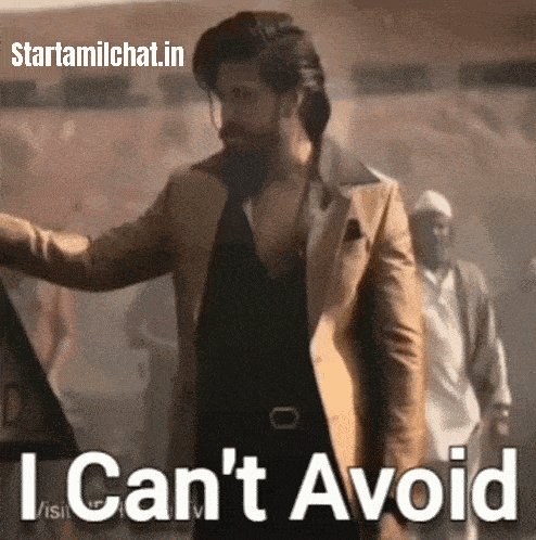 a man in a suit is standing in front of a sign that says i can 't avoid .
