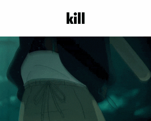 a silhouette of a person in the dark with the words `` kill '' above them .