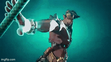 a video game character is holding a rope in his hand .