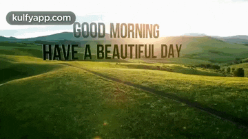 a good morning have a beautiful day greeting card with a road going through a grassy field .
