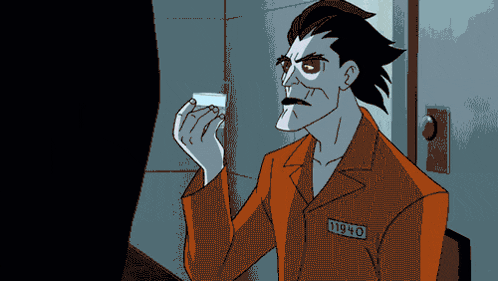 a cartoon of a man in a jail cell with the number 1040