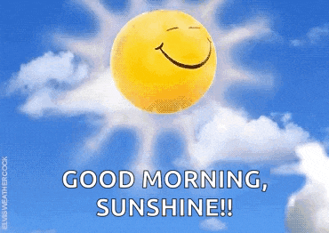 a picture of a smiling sun with the words " good morning sunshine " below it