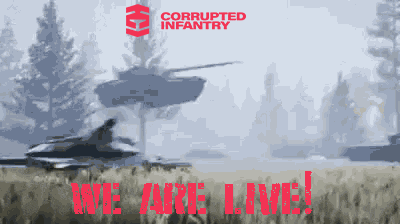a poster for corrupted infantry shows a tank in the background