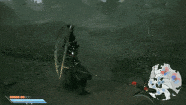 a screenshot of a video game shows a person holding a sword