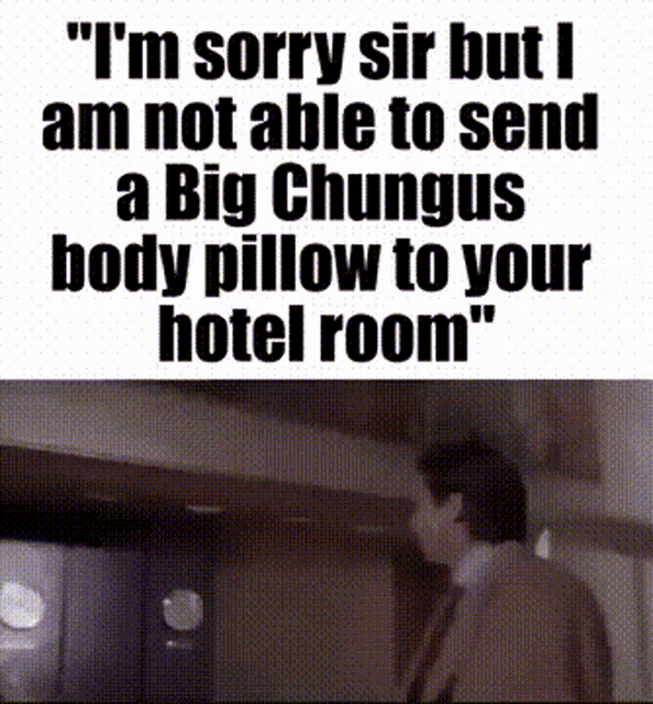 I Am Sorry Sir But I Am Not Able To Send A Big Chungus Body Pillow To Your Hotel Room Palapalapala GIF
