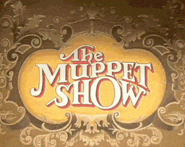 a sign for the muppet show has a fancy design around it