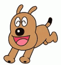 a cartoon dog with a pink tongue is laying down on its back .