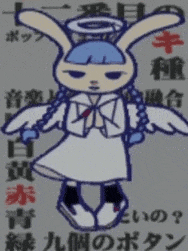 a cartoon of a bunny with wings and a halo