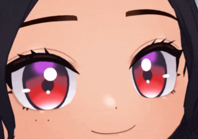 a close up of a girl 's red eyes