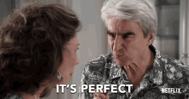 a netflix ad shows a man and a woman talking and says it 's perfect