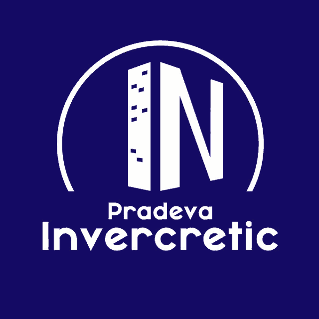 a blue background with a white logo for pradeva invertcretic