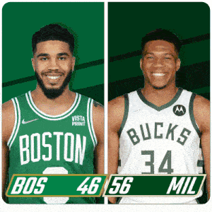 two basketball players from the boston celtics and the milwaukee bucks