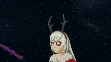 a pixel art drawing of a girl with antlers holding a bubble