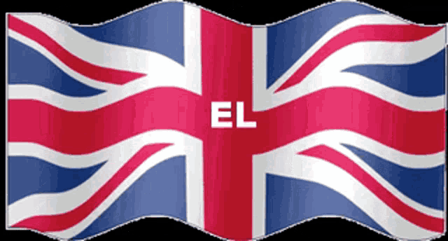a waving british flag with the word el on it