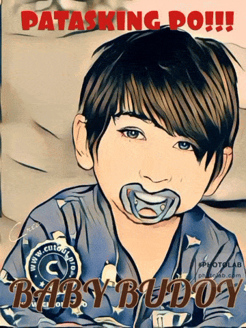a cartoon of a baby with a pacifier in his mouth and the words patasking do baby buddy