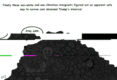 a cartoon of a pile of coal with a speech bubble that says " stay calm be coal "