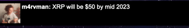 a blurred image of a person with the words xrp will be $ 50 by mid 2023 on it