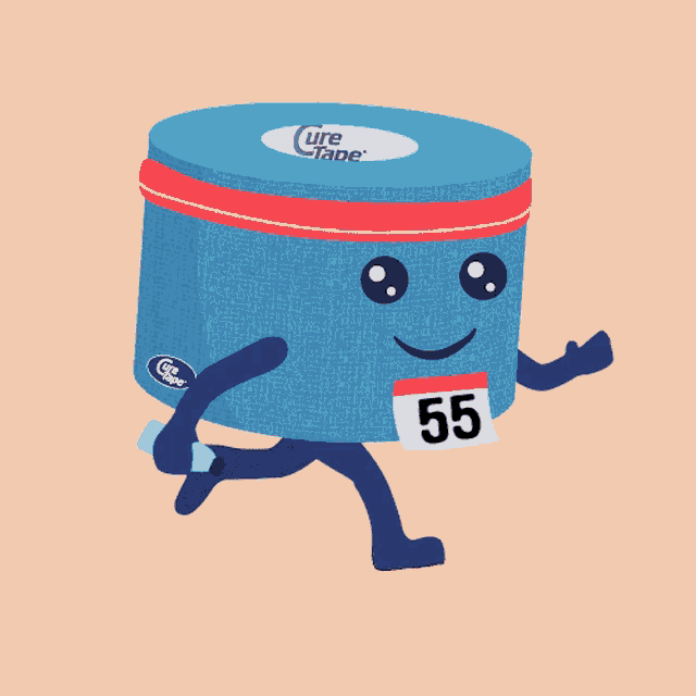a cartoon of a roll of cure tape running
