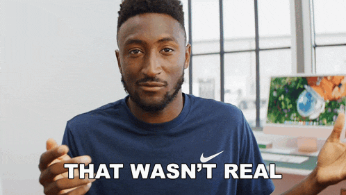 a man wearing a blue nike shirt says that was n't real