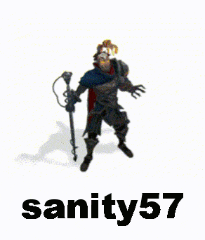 a knight with a sword and the name sanity57