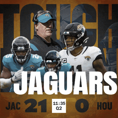 a poster for the jaguars football team shows a score of 21 to 0